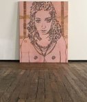 Josephine Baker (2018)<br />4' x 5'<br />Brush, India ink and acrylic on weathered canvas